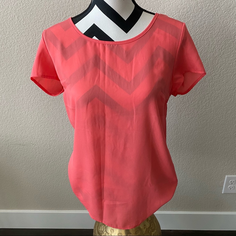 Pink Rose || coral short sleeve crepe blouse